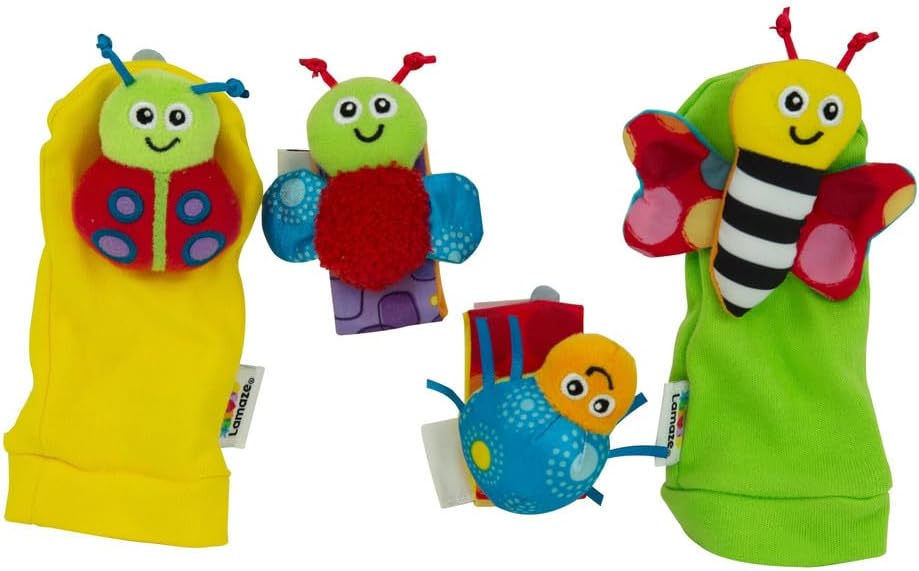 LAMAZE Gardenbug Wrist Baby Rattle Toy Baby Gift Set, Cute Foot Finder Baby Toy with Sensory Stimula