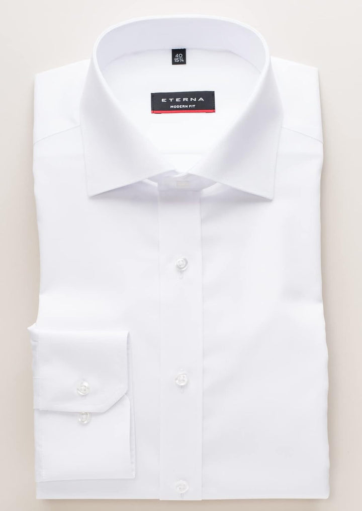 ETERNA Male unifarbenes Popeline-Hemd MODERN FIT 46 Weiss, 46 Wei&#xDF;