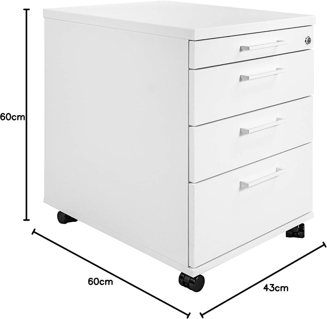 Profi Rollcontainer 60cm tief weiss Rollschrank Büro Container Optima