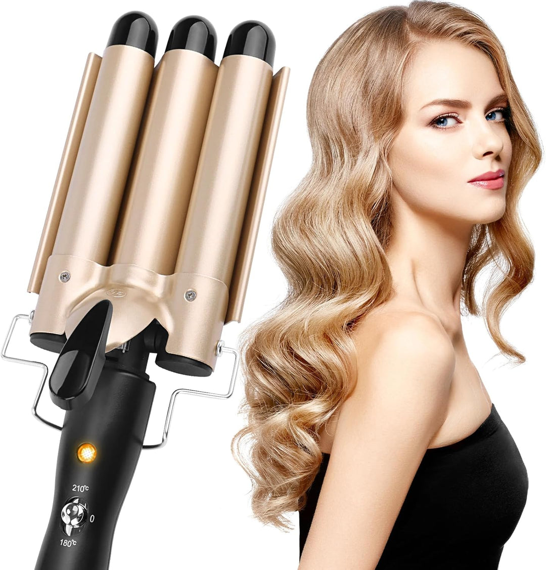 Welleneisen für Haare,lockenstab mit 3 Fässer stäben mit einstellbarer Temperatur,Welleneisen Locken