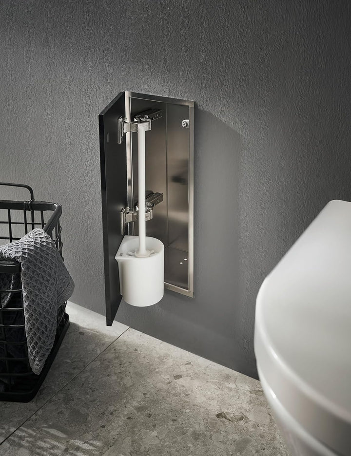 Emco ASIS Pure Unterputz-Schrankmodul für Klobürstengarnitur, Badezimmerschrank mit Toilettenpapierh