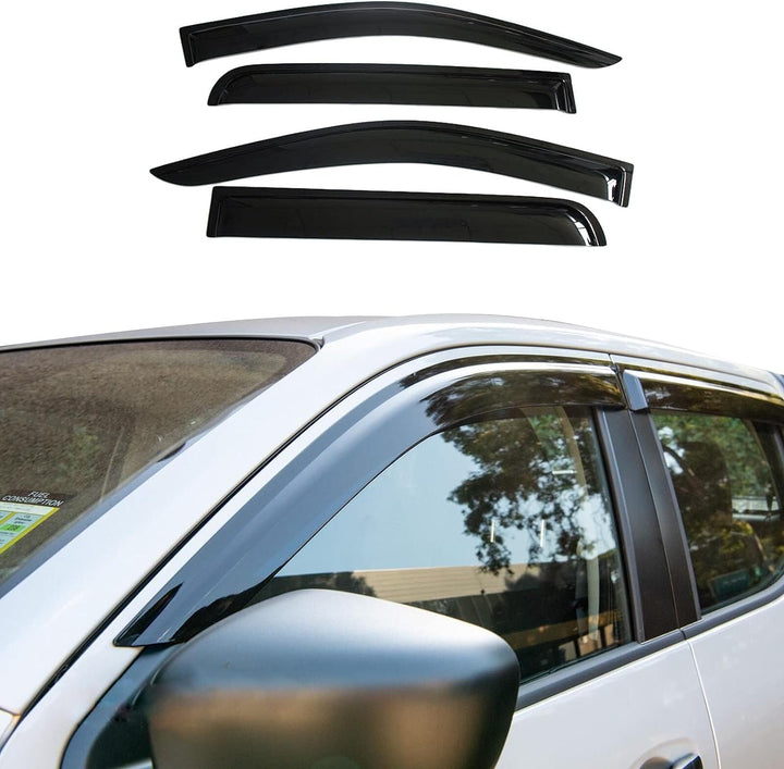 JHCHAN Windabweiser Regenabweiser für Nissan Navara NP300 D23 2015-2022 Doppelkabine Rauch Schwarz R