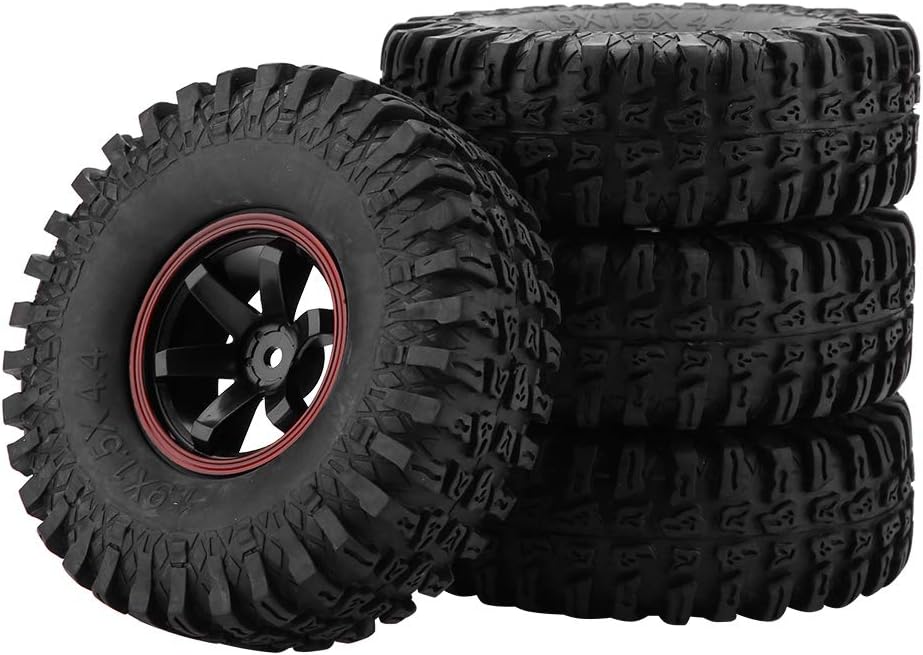 Dilwe RC Auto Reifen, 4 Stück Rad Reifen 6 Löcher Gummi Reifen mit Naben für 1/10 Skala RC Crawler O