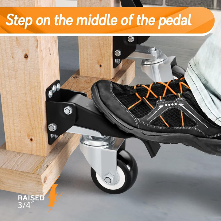 SOLEJAZZ Workbench Caster Kit 300KG Kapazität 4 Hochleistungs-einziehbare Workbench-Rollen Räder Ure