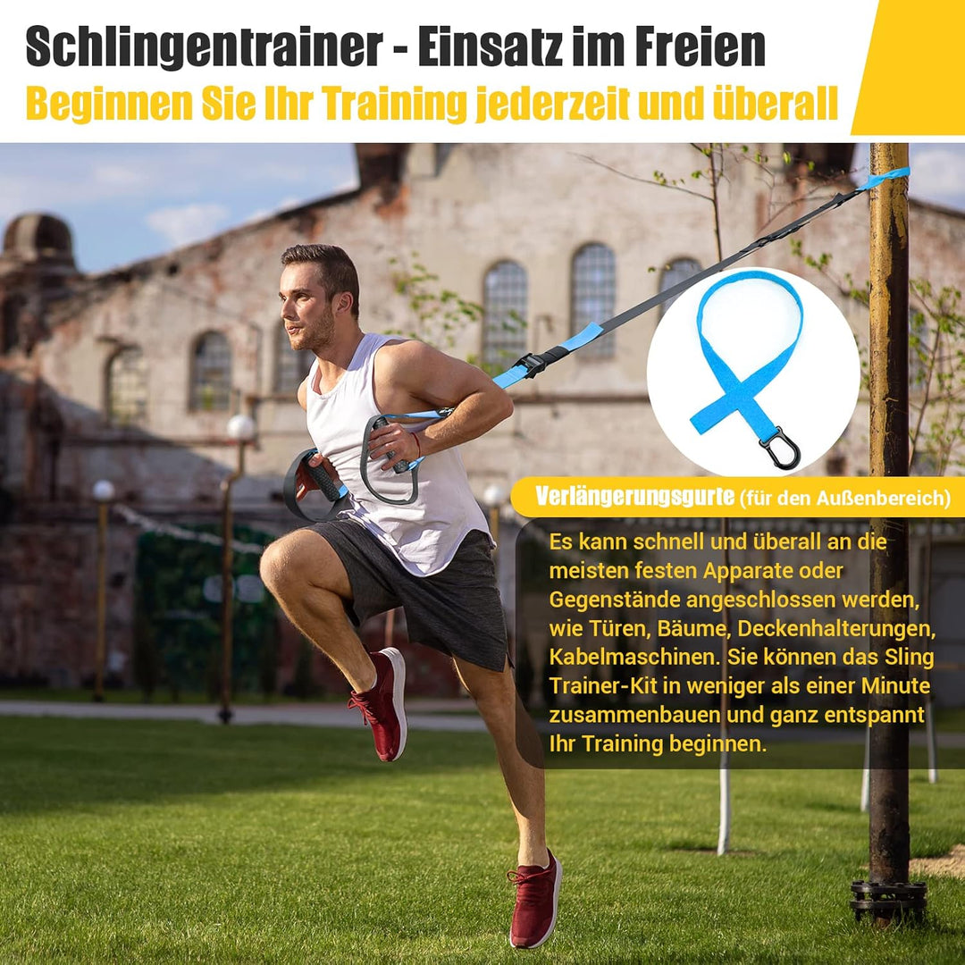 Schlingentrainer, Sling trainer für ein Ganzkörpertraining, Schlingentrainer für zuhause mit Grossem