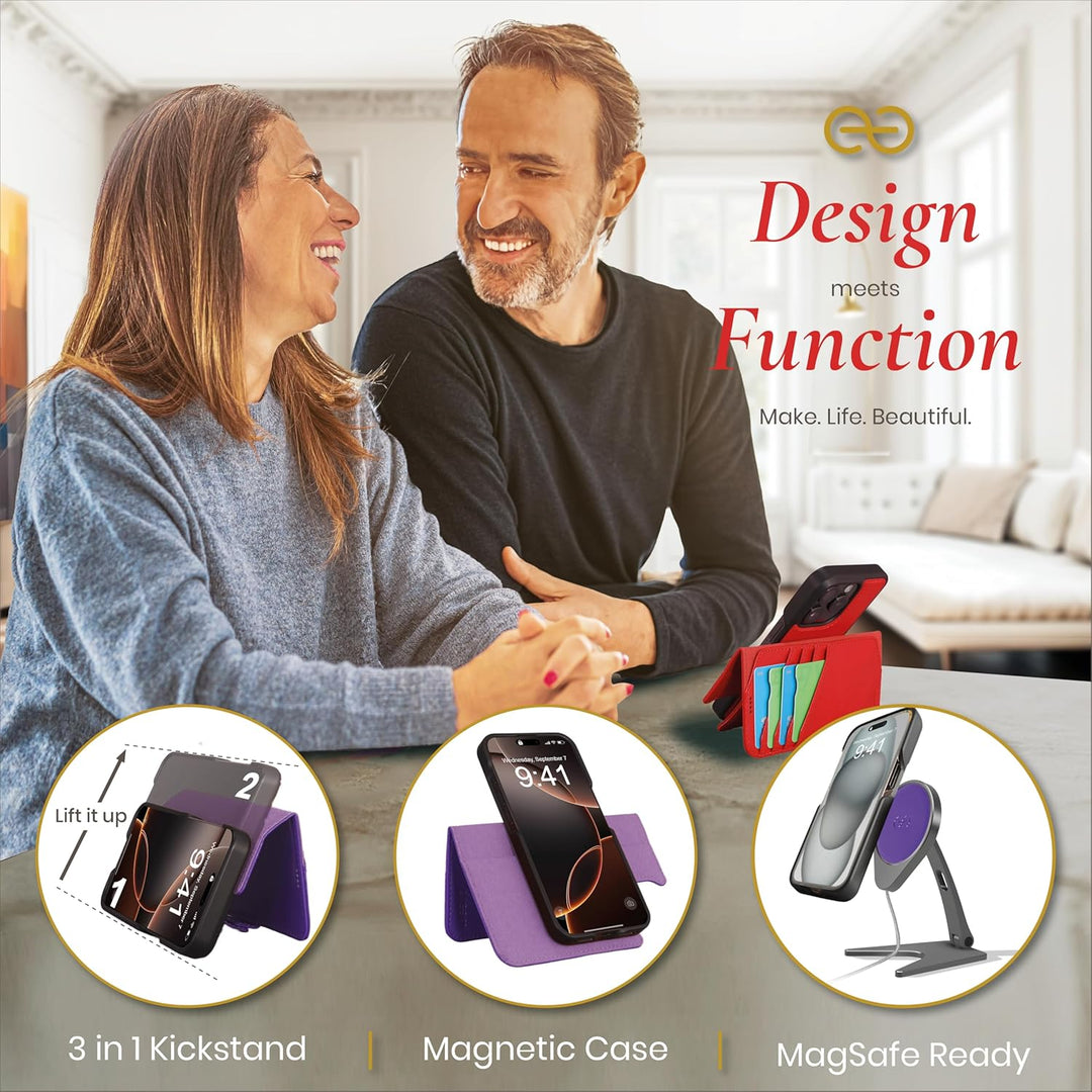 Dreem Fibonacci kompatibel mit iPhone 15 Pro Max Brieftaschen-Etui / 2-in-1 stossfestes Etui und abn