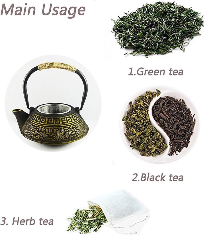 HwaGui-Teekanne Gusseisen Gold Japan Teekannen mit Sieb Infuser für Stövchen, 800ml [MEHRWEG] Altes