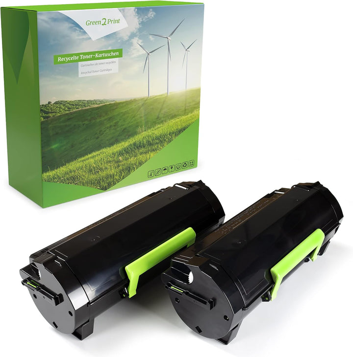 Green2Print Toner Doppelpack, 2 Kartuschen 2X 5000 Seiten ersetzt Lexmark 50F0HA0, 502HA, 50F2H00, 5