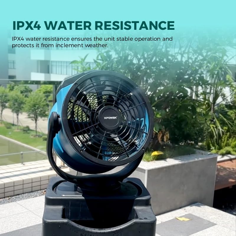 XPower Misting Fan Outdoor Cooling Oscillating Heavy Duty Powerful High Velocity Ideal for Camping,