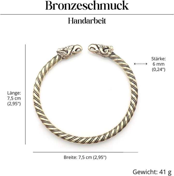 Drachensilber Wikinger Schmuck Armreif Raben Bronze Armschmuck Odins Raben grosser Männer Herren Arm