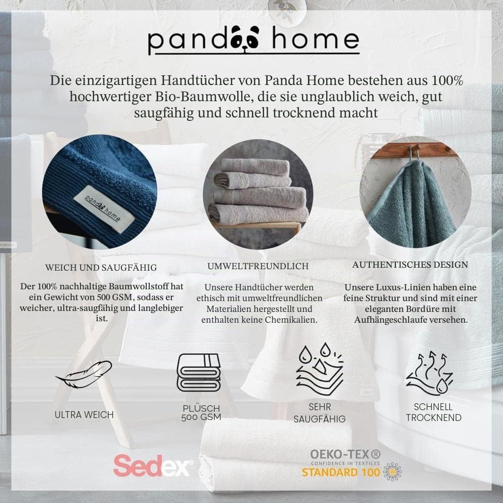 PandaHome L &amp; G Handtuch Set aus Baumwolle - 2 Badetucher, 2 Handtücher - 100% Baumwolle Towel, Schn