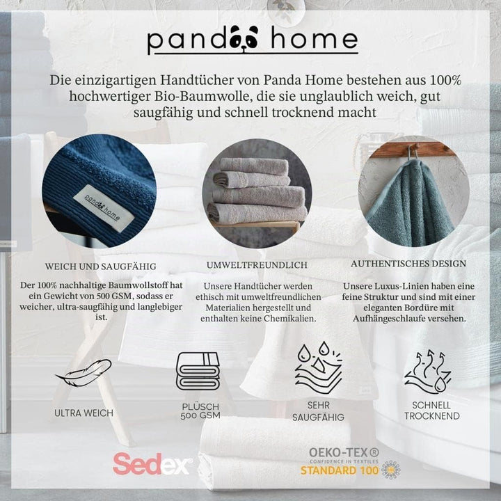 PandaHome L &amp; G Handtuch Set aus Baumwolle - 2 Badetucher, 2 Handtücher - 100% Baumwolle Towel, Schn