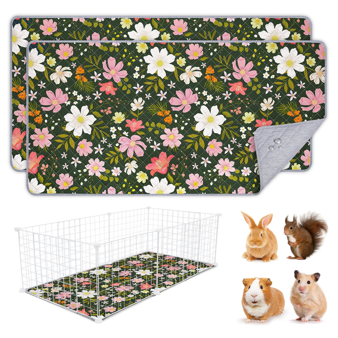 2 Pack Wiederverwendbare Unterlage für Meerschweinchen,Waschbar,Kleintier Matten für Kaninchen,Hamst
