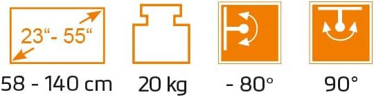 mywall Klappbare TV-Deckenhalterung HL45-3L, Tragkraft bis 20 kg 23"-55" Bildschirme Einstellbare Hö