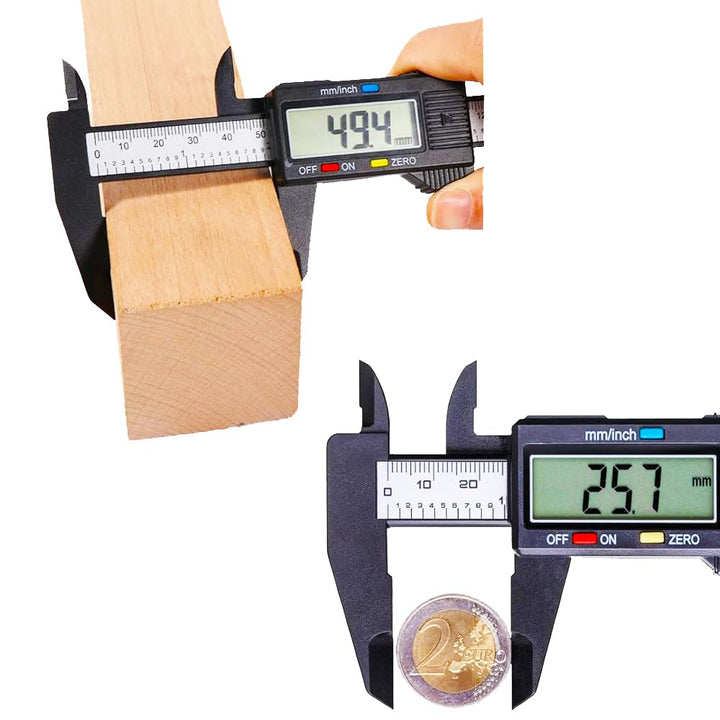 Digitaler Messschieber 150 mm Mikrometer aus Edelstahl mit LCD-Display, Messung innen, aussen, Dicke