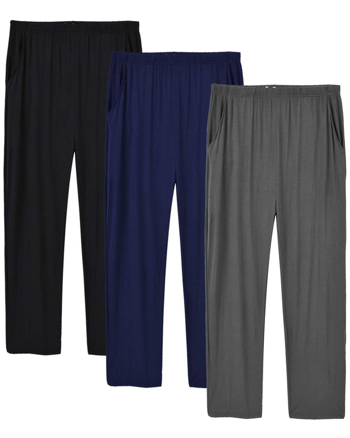 MoFiz Herren Schlafanzughose Lang Modal Pyjamahose Schlafhose Weit Loungewear S 3 Pack-02, S 3 Pack-