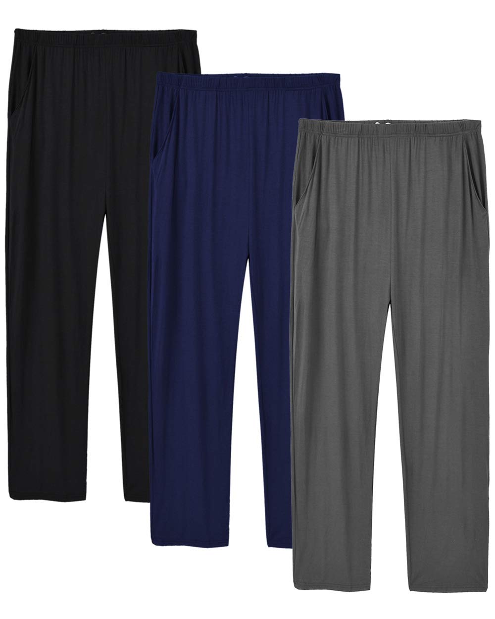 MoFiz Herren Schlafanzughose Lang Weiche Pyjamahose Schlafhose Weite Loungewear M 3 Pack-02, M 3 Pac