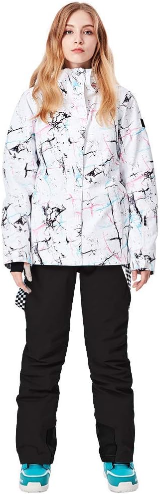 ALSOGO Damen Skijacke &amp; Skihose Set Skianzug 2 teilig Schneeanzug 10.000mm Wassersäule Atmungsaktiv