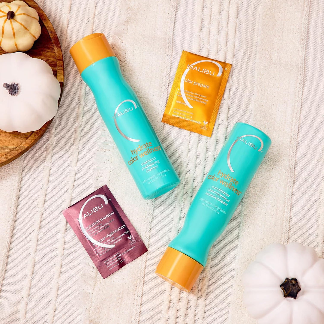 Malibu C Hydrate Color Wellness Kollektion (Shampoo 266ml + Conditioner 266ml + Color Lock Maske 4 x