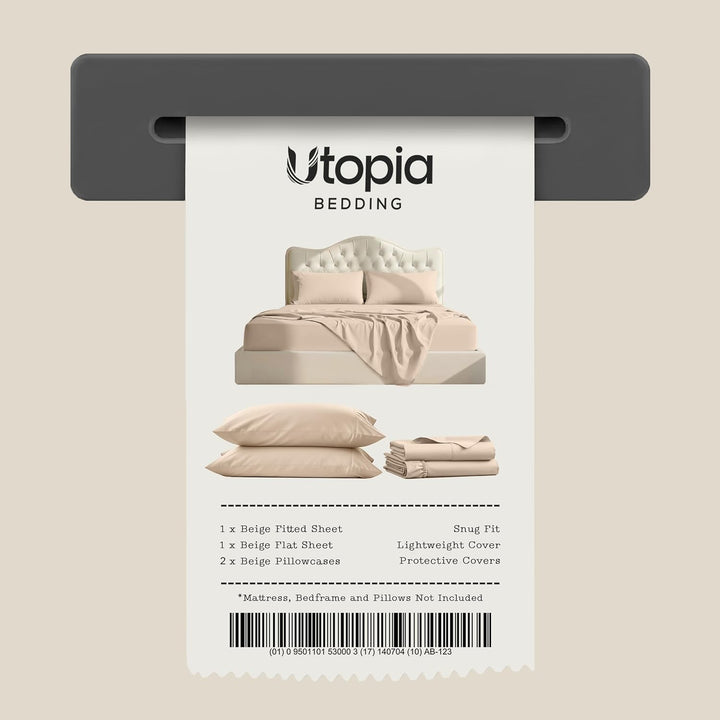 Utopia Bedding Bettwäscheset, 4-teilig, gebürstete Mikrofaser, schrumpft und lichtbeständig, pflegel