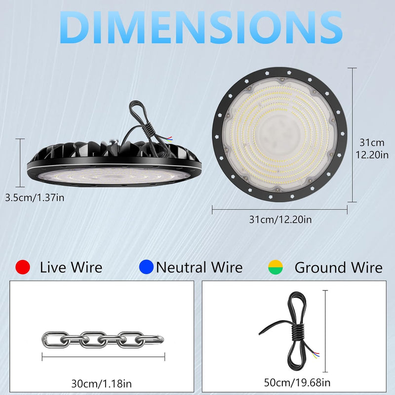 loyal 10er 300W LED Hallenstrahler 30000LM, 6000K Kaltweiss UFO LED Werkstattlampe, IP65 Wasserdicht