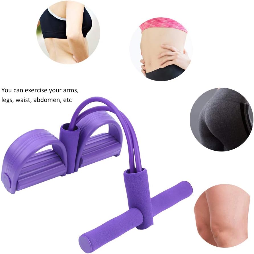 Keenso 2 Schlauch Fusspedal Zugseil, Pedal Widerstandsband Elastic Leg Puller Sit-Up Bauch Fitness T