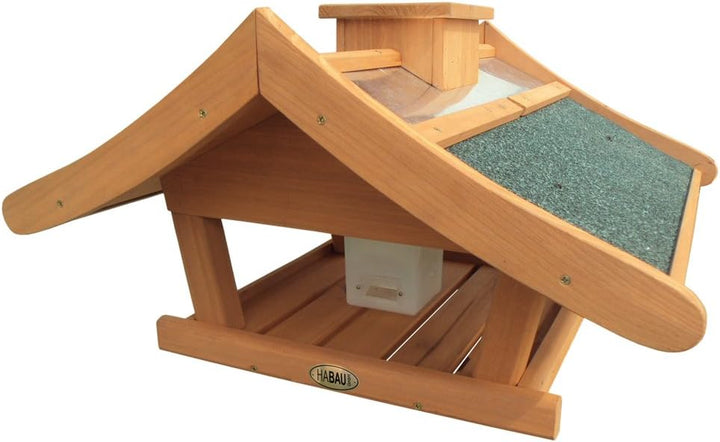 HABAU Vogelhaus Estland mit Futtersilo und Ständer - Futterhaus mit Dach aus Zinkblech und Bitumenpa