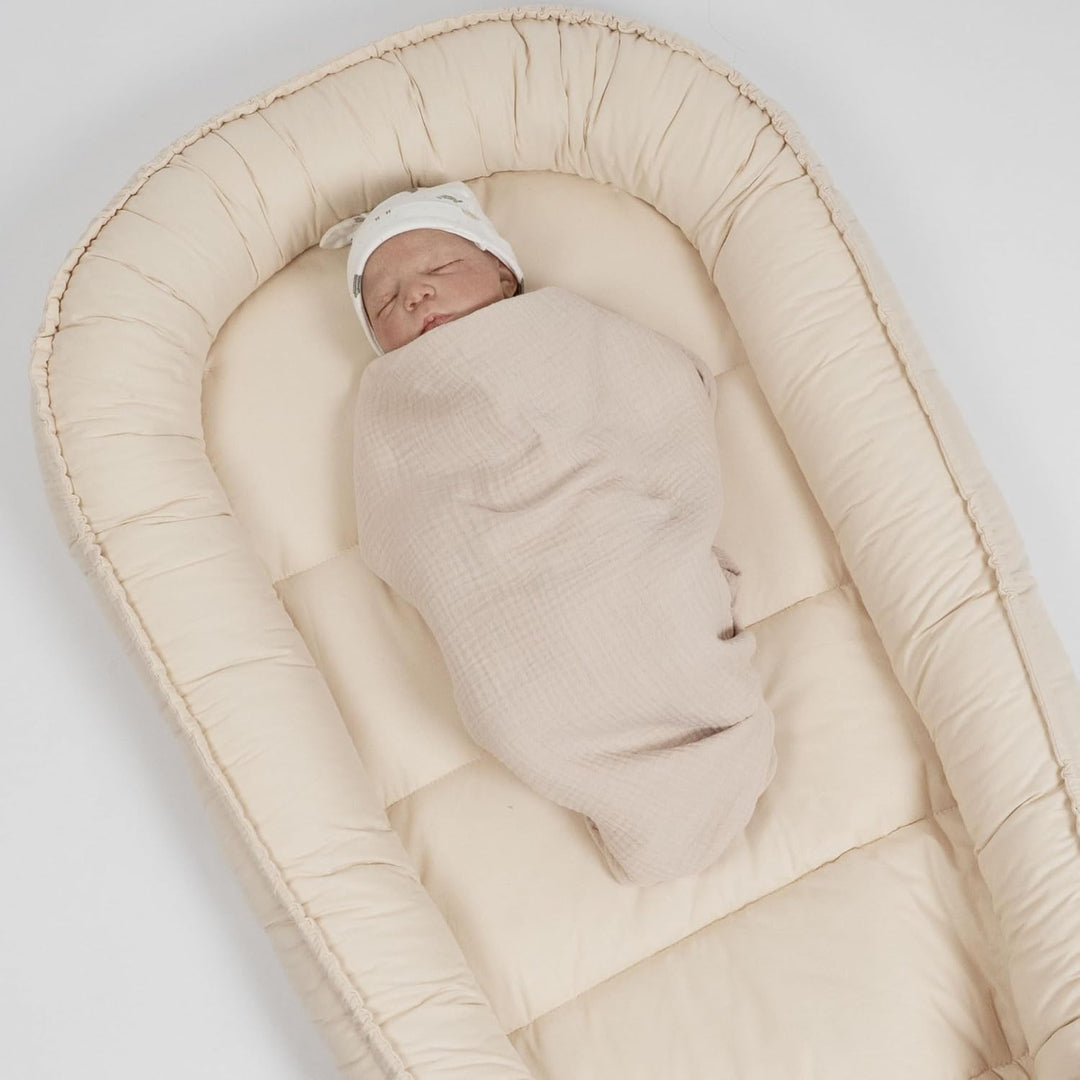 PaLulli 120x60 cm Babynest Babynestchen XXL Babykokon 2seitig 100% Baumwolle Kissen Nestchen für Bab