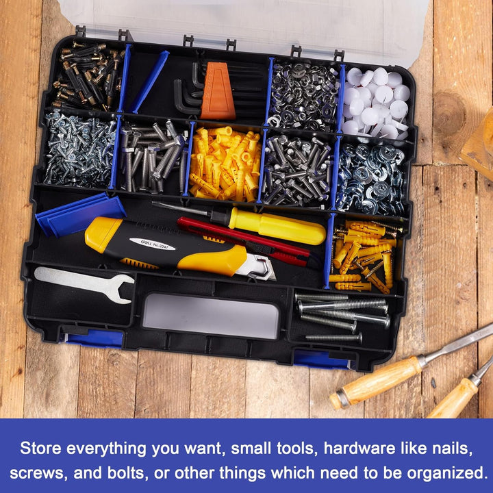 AIDY-PRO Schrauben Sortierbox 34 Fächer Kleinteile Organizer mit Fächern, Zweiseitig Schraubenbox Au