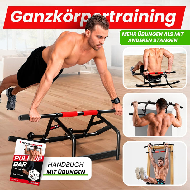 Ultrasport Klimmzugstange, Türreck, verstellbar von 66,5 cm bis 93 cm, ohne Schrauben montierbar, ru