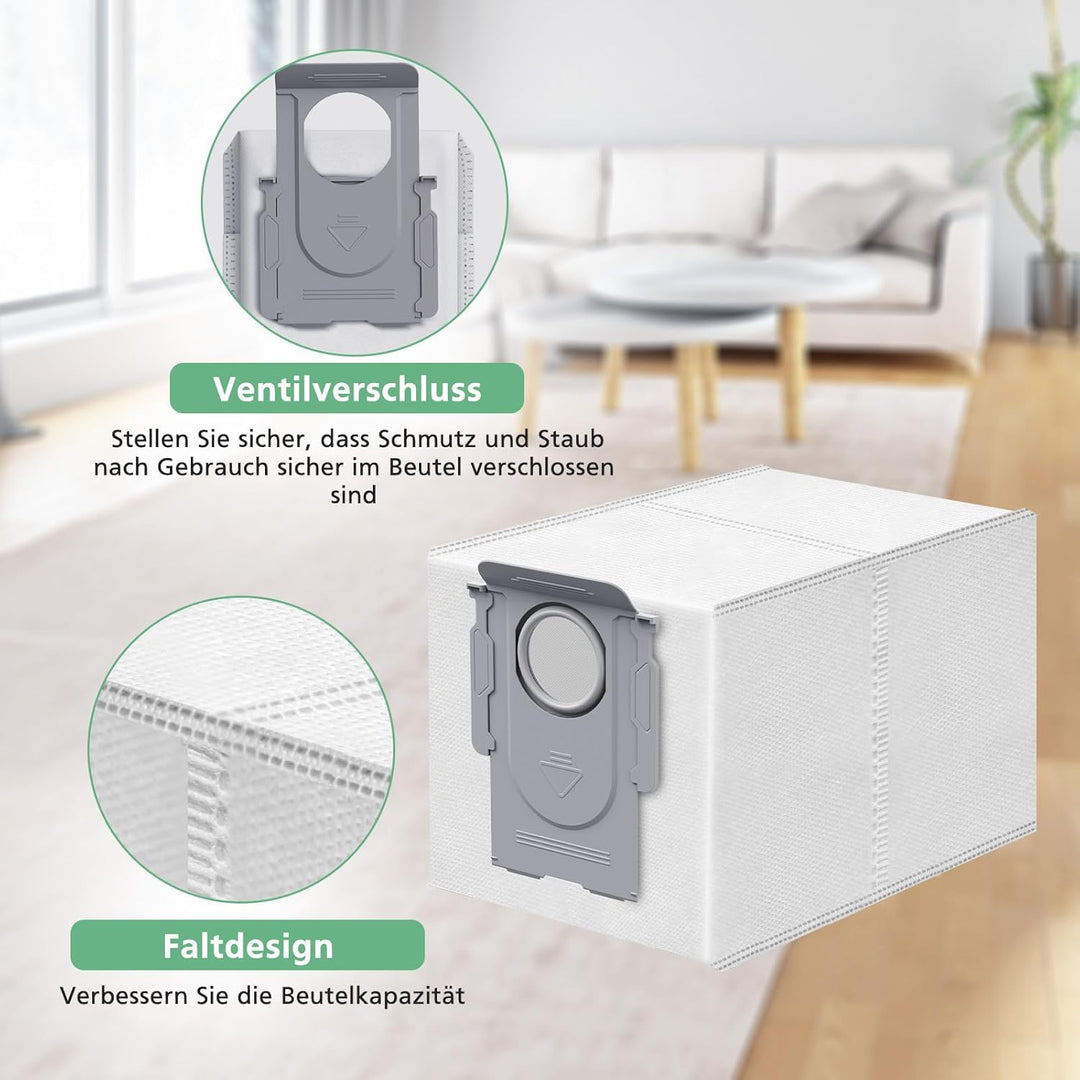 10 Stück Q Revo Staubbeutel, kompatibel mit Roborock Q Revo Rboter Staubsauger, 4-lagiger Premium-Fi