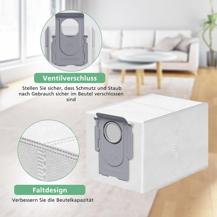 10 Stück Q Revo Staubbeutel, kompatibel mit Roborock Q Revo Rboter Staubsauger, 4-lagiger Premium-Fi