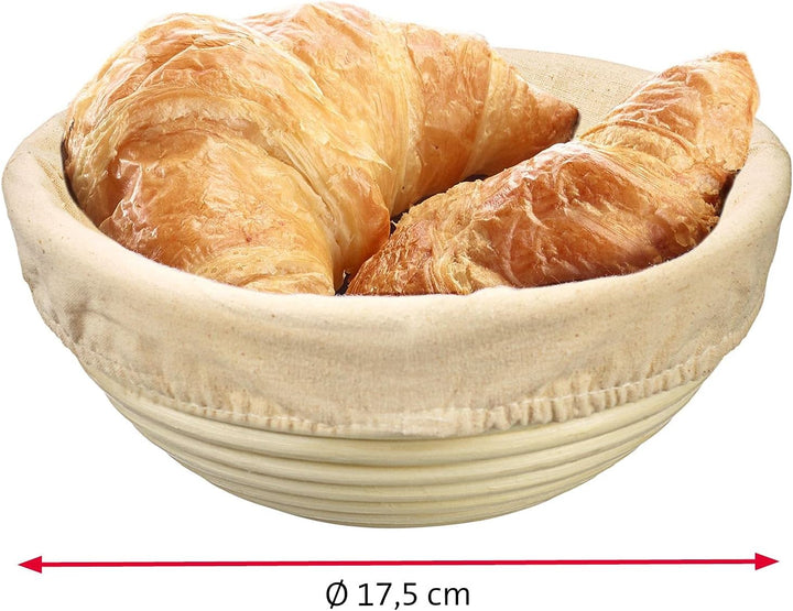 Westmark Gärköbchen-Set, 2tlg., Gärkörbchen rund + Bezug, Peddigrohr/Baumwolle, Hellbeige/Beige, 320