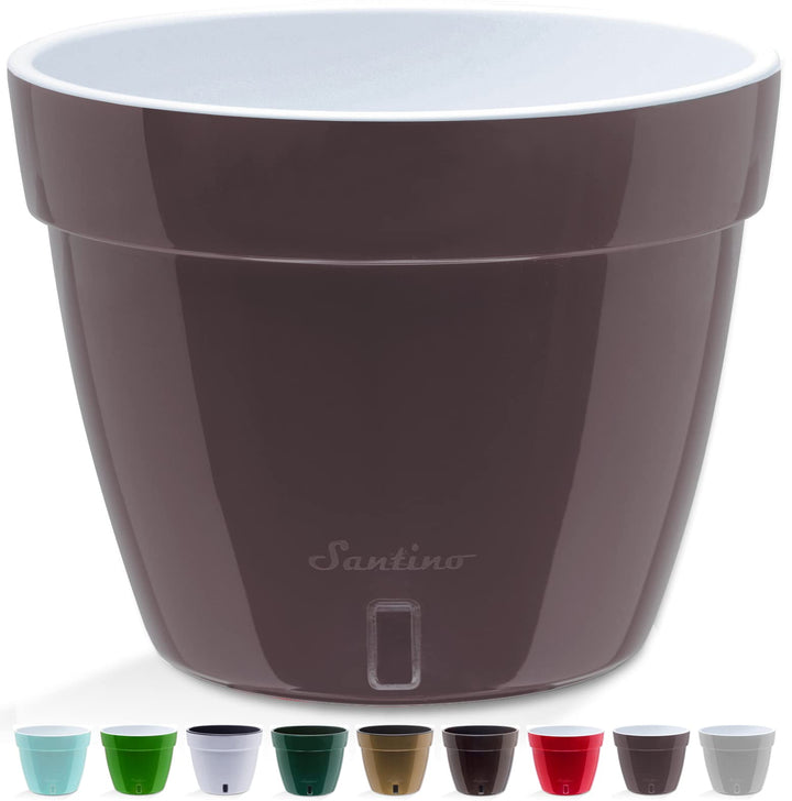 Santino ASTI 27CM Selbstwässernder Blumentopf mit Wasserstandsanzeiger - Rund Premium Qualität Innen
