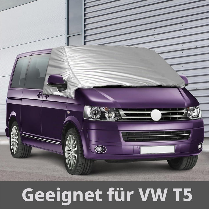 Auto Windschutzscheiben Abdeckung passend für VW T5 Caddy 2010-2020, Faltbare Silber Externe Thermo