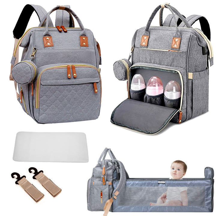 Fexkean Wickeltasche Rucksack Baby Wickelrucksäcke mit Grosser Kapazität Tragbare Reisewindeltasche