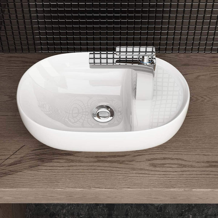 Waschbecken24 | Premium Waschbecken mit Lotus-Effekt für das Badezimmer und Gäste-WC (26x42x13cm, We