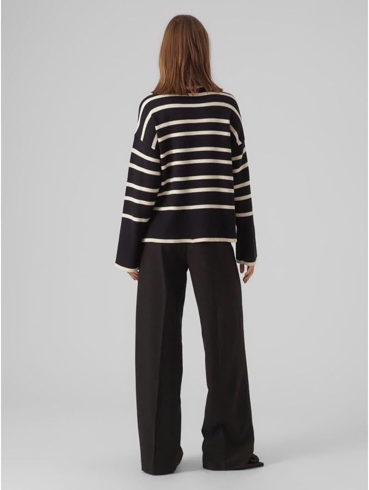 VERO MODA Female Strickpullover VMSABA Pullover XXL Black/Stripes:birch, XXL Black/Stripes:birch