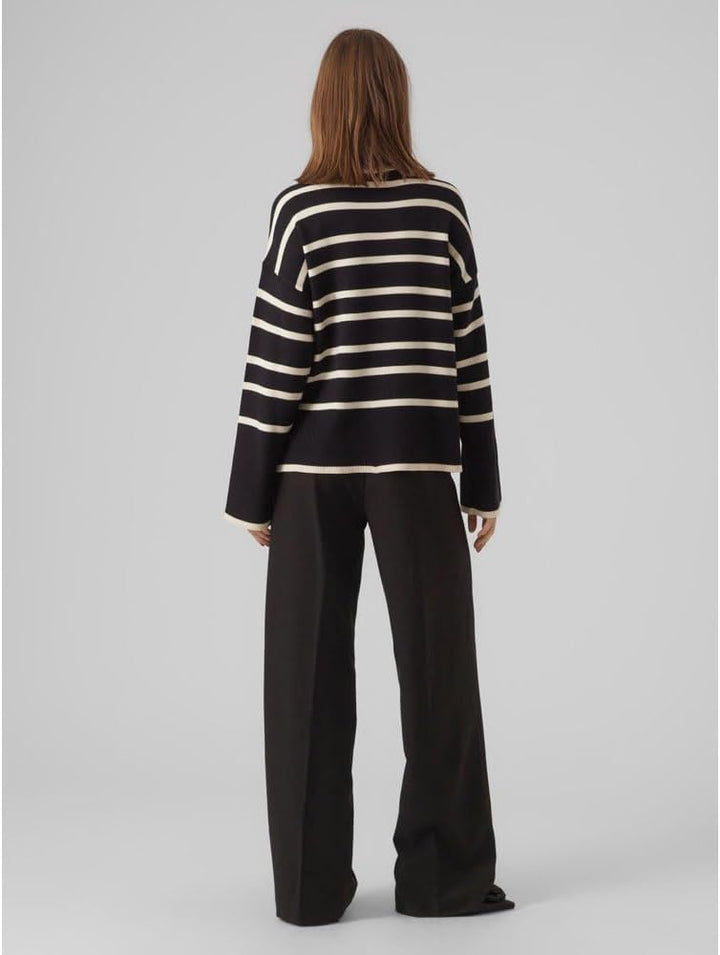 VERO MODA Female Strickpullover VMSABA Pullover XXL Black/Stripes:birch, XXL Black/Stripes:birch