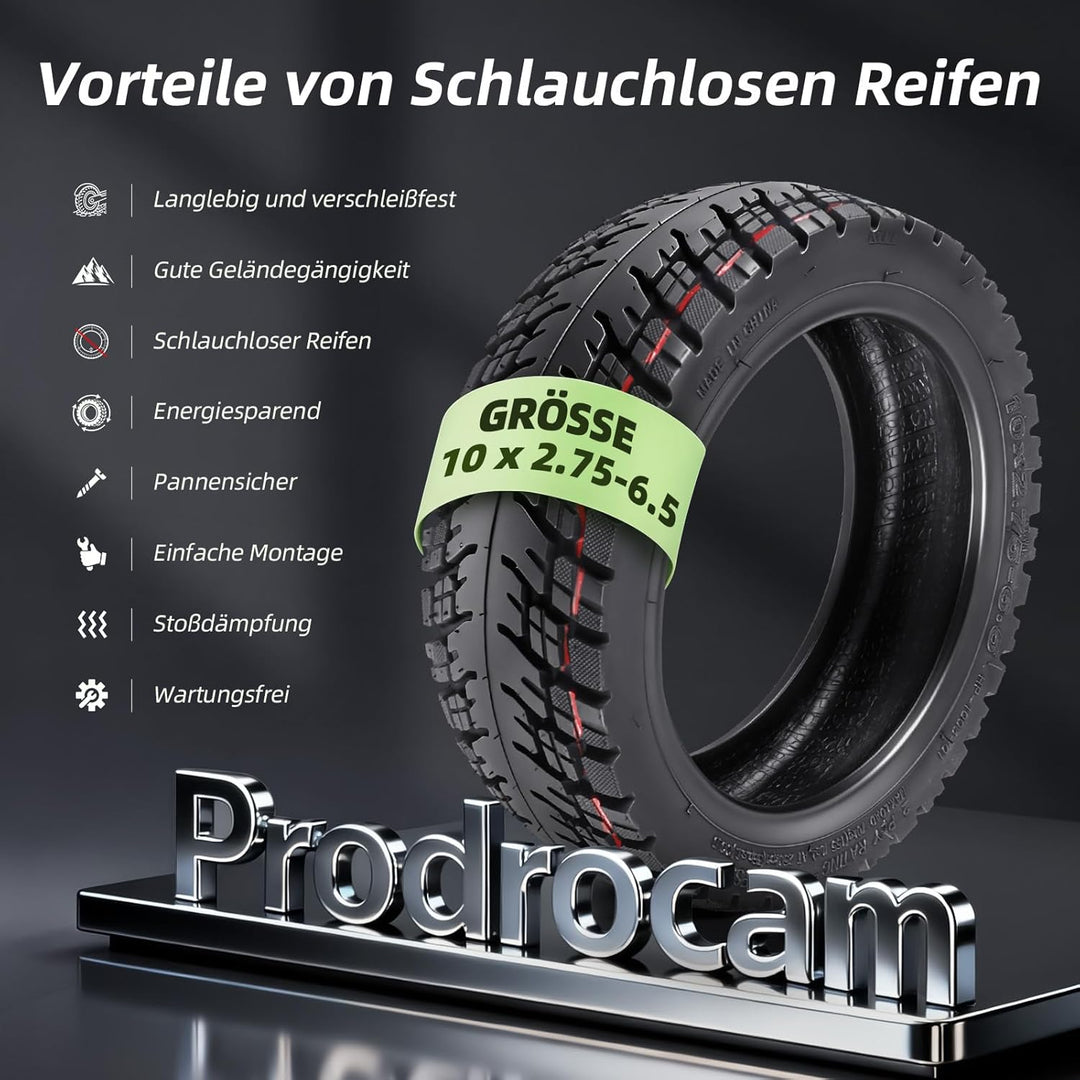 10 x 2,75-6,5 Tubeless Reifen für Kukirin G2 Master, 10 Zoll Ersatzreifen für Speedway 5 Dualtron 3,