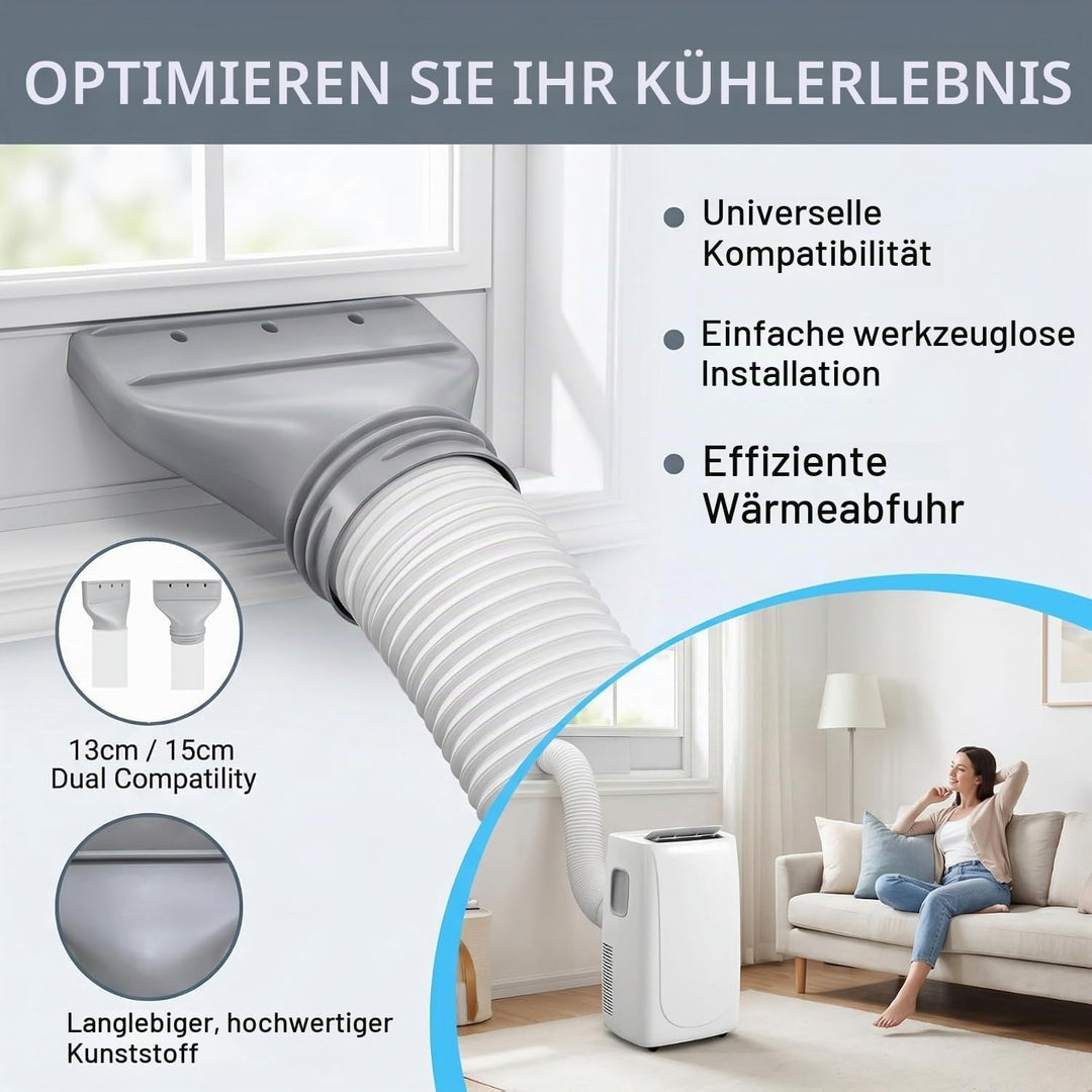 Abluftschlauch Klimagerät 130mm/150mm Adapter, Klimaanlage Abluftschlauch Schlauch Adapter Fenster,