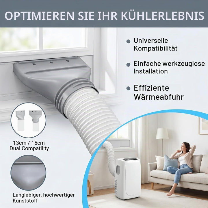 Abluftschlauch Klimagerät 130mm/150mm Adapter, Klimaanlage Abluftschlauch Schlauch Adapter Fenster,