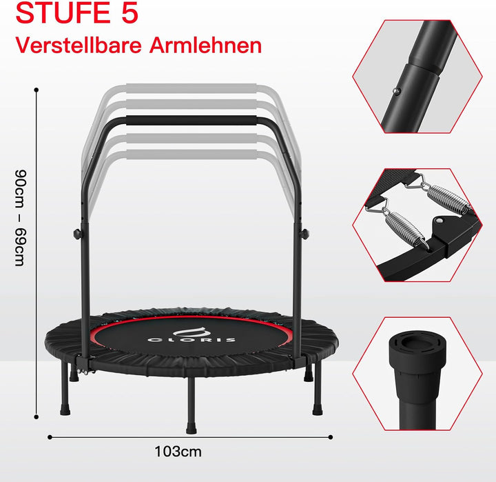 CLORIS 101,6 cm faltbares Fitness-Trampolin – maximale Belastung 220bl, Rebounder mit verstellbarem