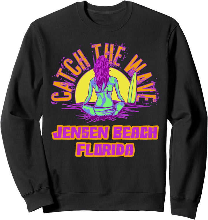 Jensen Beach Florida Shirt Surfen Vaporwave Aesthetic Beach Sweatshirt