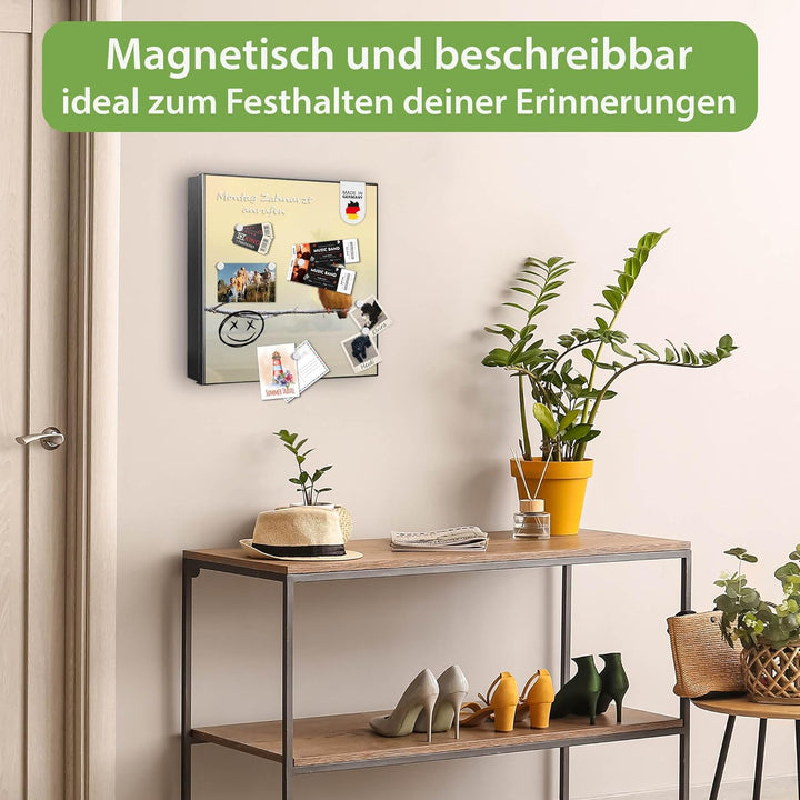 banjado® Grosser Schlüsselkasten Glas/Schlüsselbox 30cm x 30cm mit 50 Haken - Motiv Pause/Schlüsselk