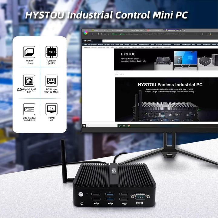 HYSTOU OPNsense Router Firewalls Celeron J4125 mit 4GB DDR4 64GB SSD Firewall Mini PC Windows 10 Pro