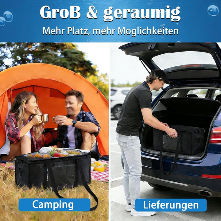 60L Kühltasche Gross, Oxford Kühltasche Faltbar Isoliertasche, Thermotasche Picknicktasche, für Eink