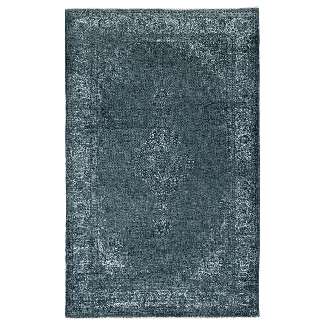 Kelim Vintage Teppich Wohnzimmer Holzkohle Grau 80 X 145 cm - Moderner Kurzflor Teppich - Super Soft