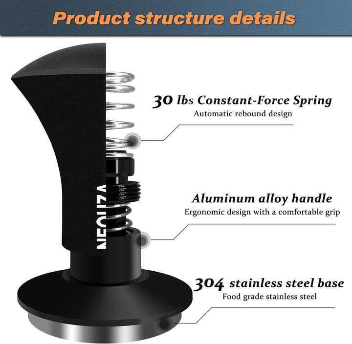 NEOUZA Espresso Tamper V2 Dual Calibrated Spring Loaded for Coffee Machine Siebträger, Anti Pressure