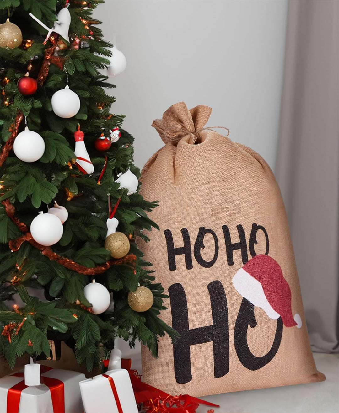 BRUBAKER 3er Set Weihnachtssack - 80 cm Geschenksack mit weihnachtlichen Motiven - Nikolausbeutel zu